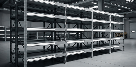 A widespan bulk shelving unit in a warehouse facility