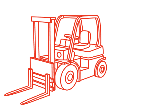 Skeleton line art view of standard forklift