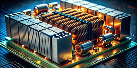 A close-up image of a microchip showing the parts that play a pivotal role in the electric powertrain conversion process